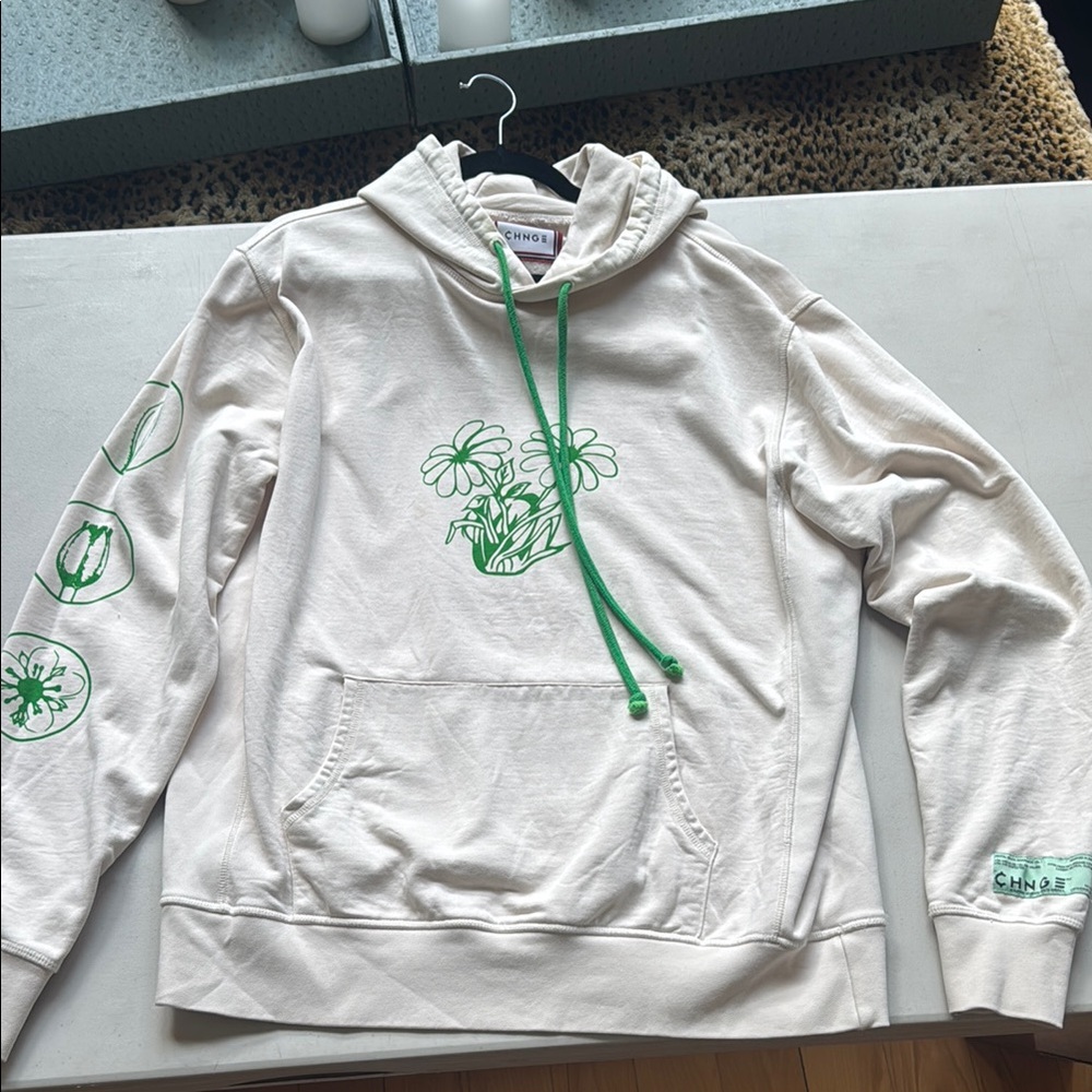 Green and Cream Crewneck Sweater with Turtle Motifs